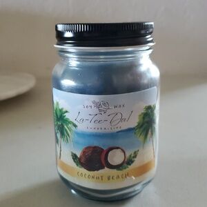Coconut Beach Mason jar Candle Soy Wax Clean Burn 60 hours Celebrating Home New